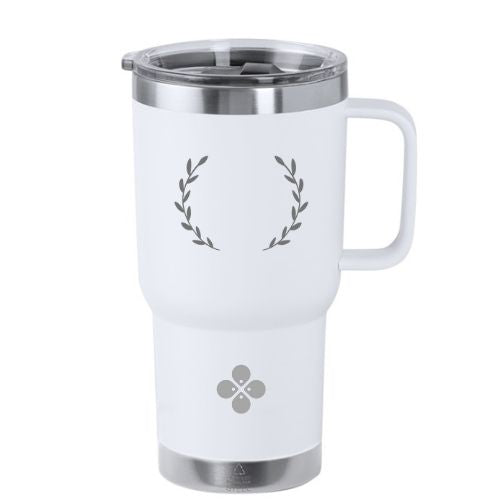 personalisierbarer Thermo-Cup Weiß 590 ML mit Strohhalm