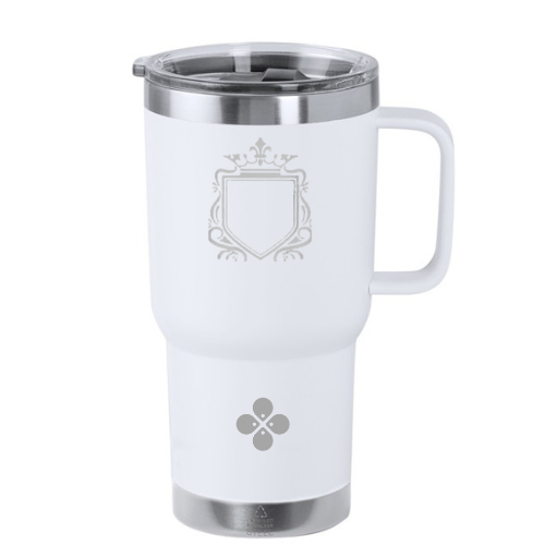 personalisierbarer Thermo-Cup Weiß 590 ML mit Strohhalm