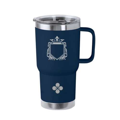 personalisierbarer Thermo-Cup Blau 590 ML mit Strohhalm