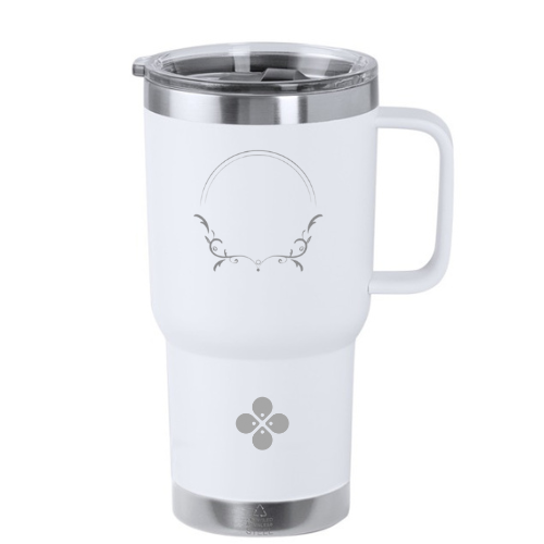 personalisierbarer Thermo-Cup Weiß 590 ML mit Strohhalm