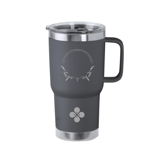 personalisierbarer Thermo-Cup Grau 590 ML mit Strohhalm